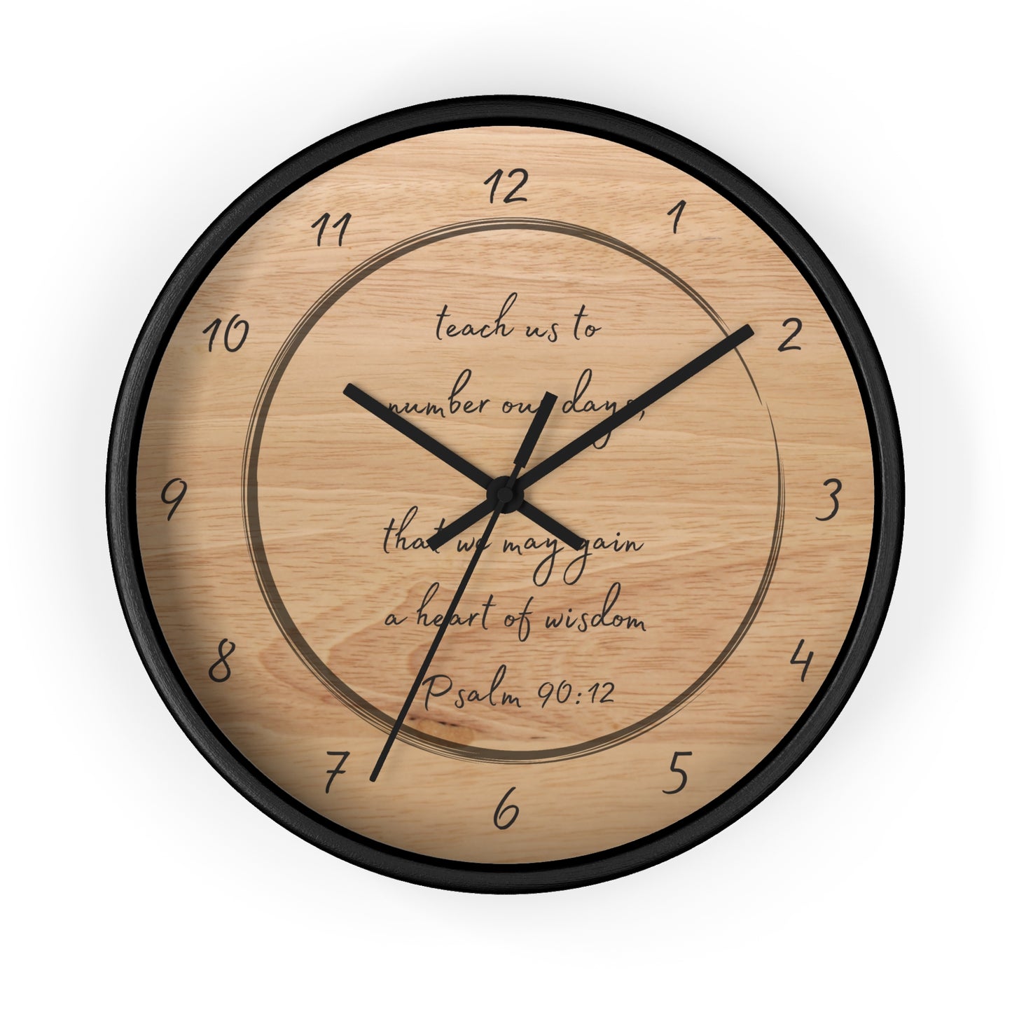 "Teach us to number our days" Wall Clock, black-tone rim | Psalm 90:12