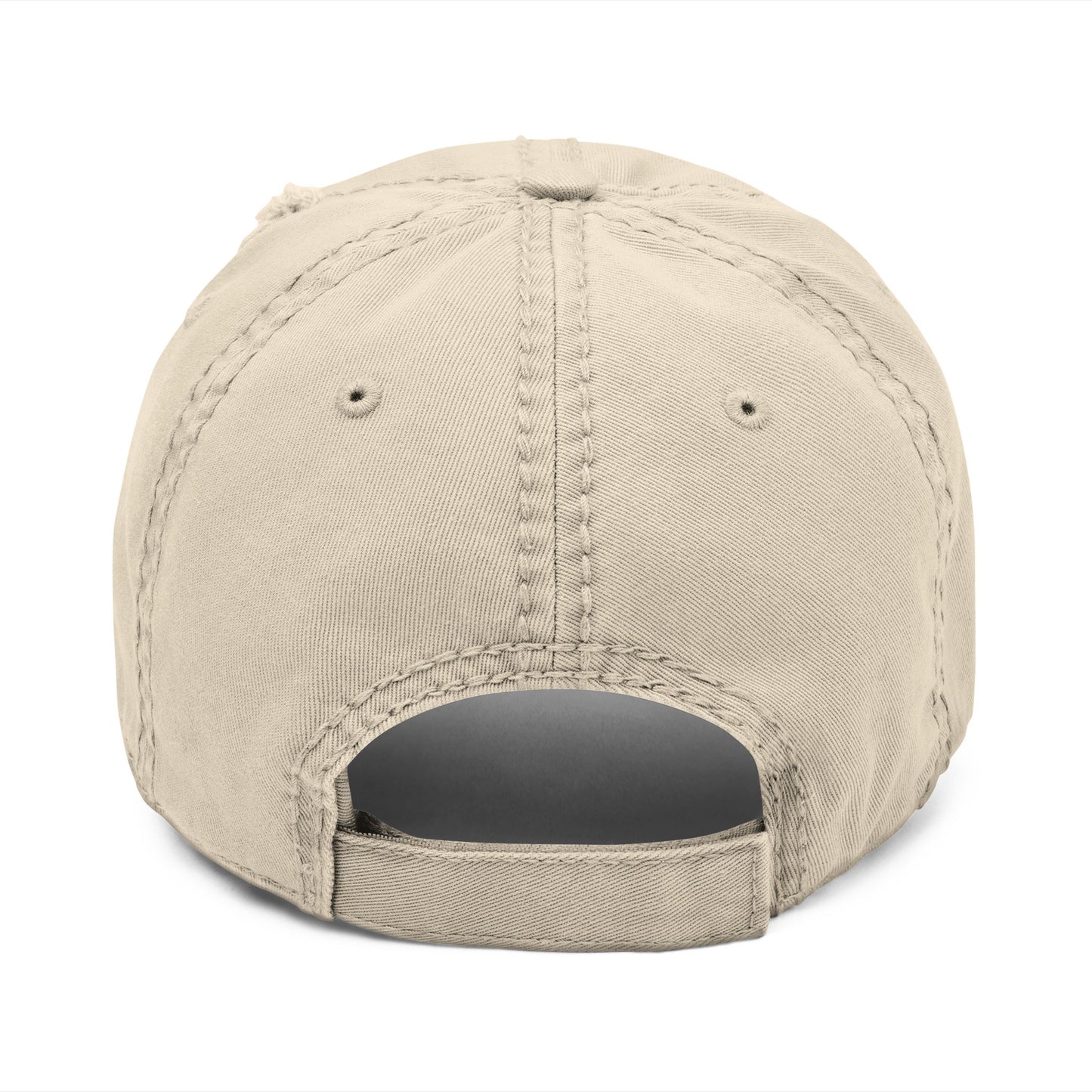 Distressed HFL Embroidered Cap, Cream