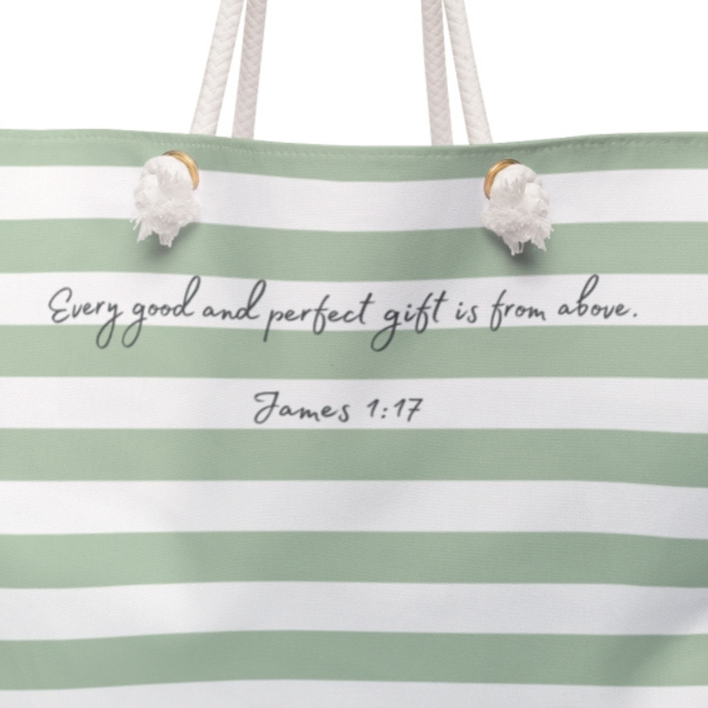 Weekender Bag, sage green, James 1:17