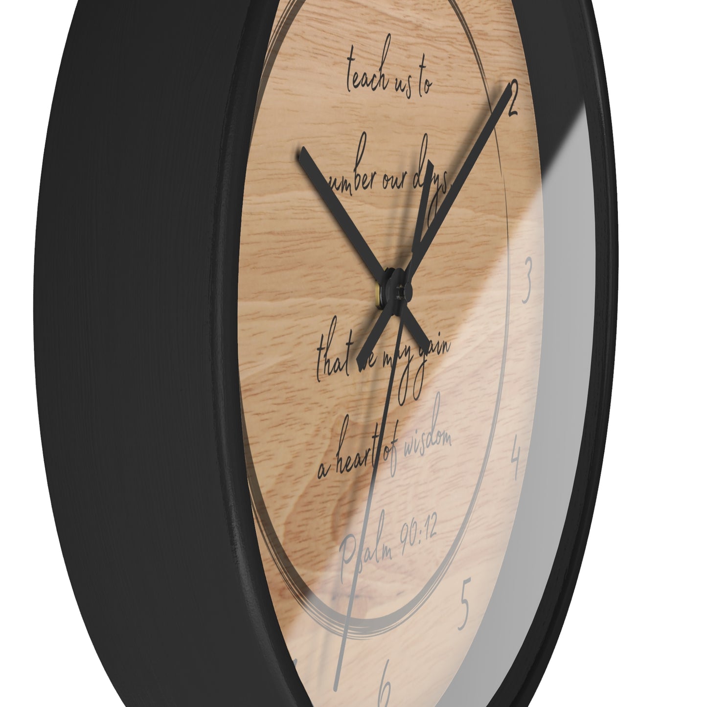 "Teach us to number our days" Wall Clock, black-tone rim | Psalm 90:12