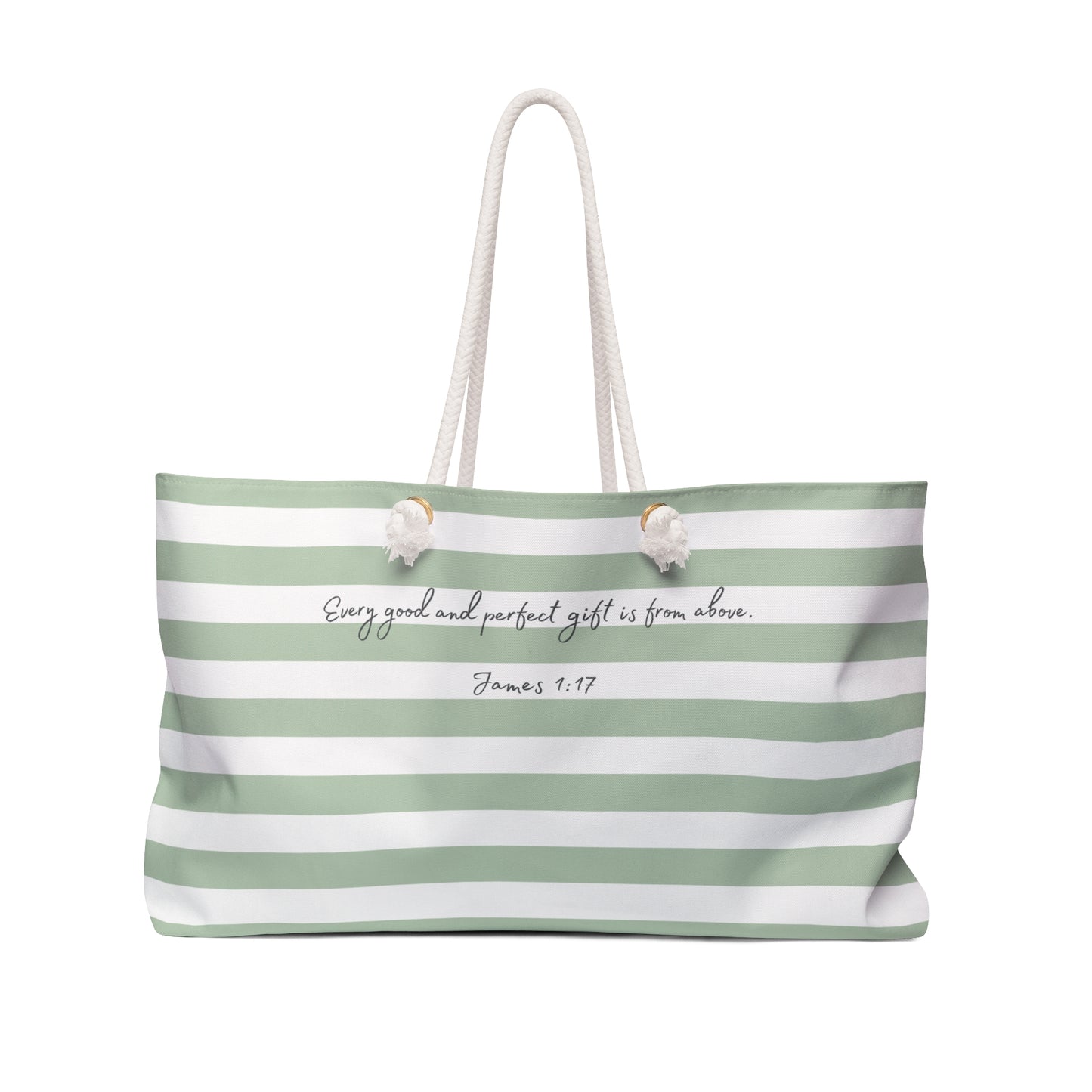 Weekender Bag, sage green, James 1:17