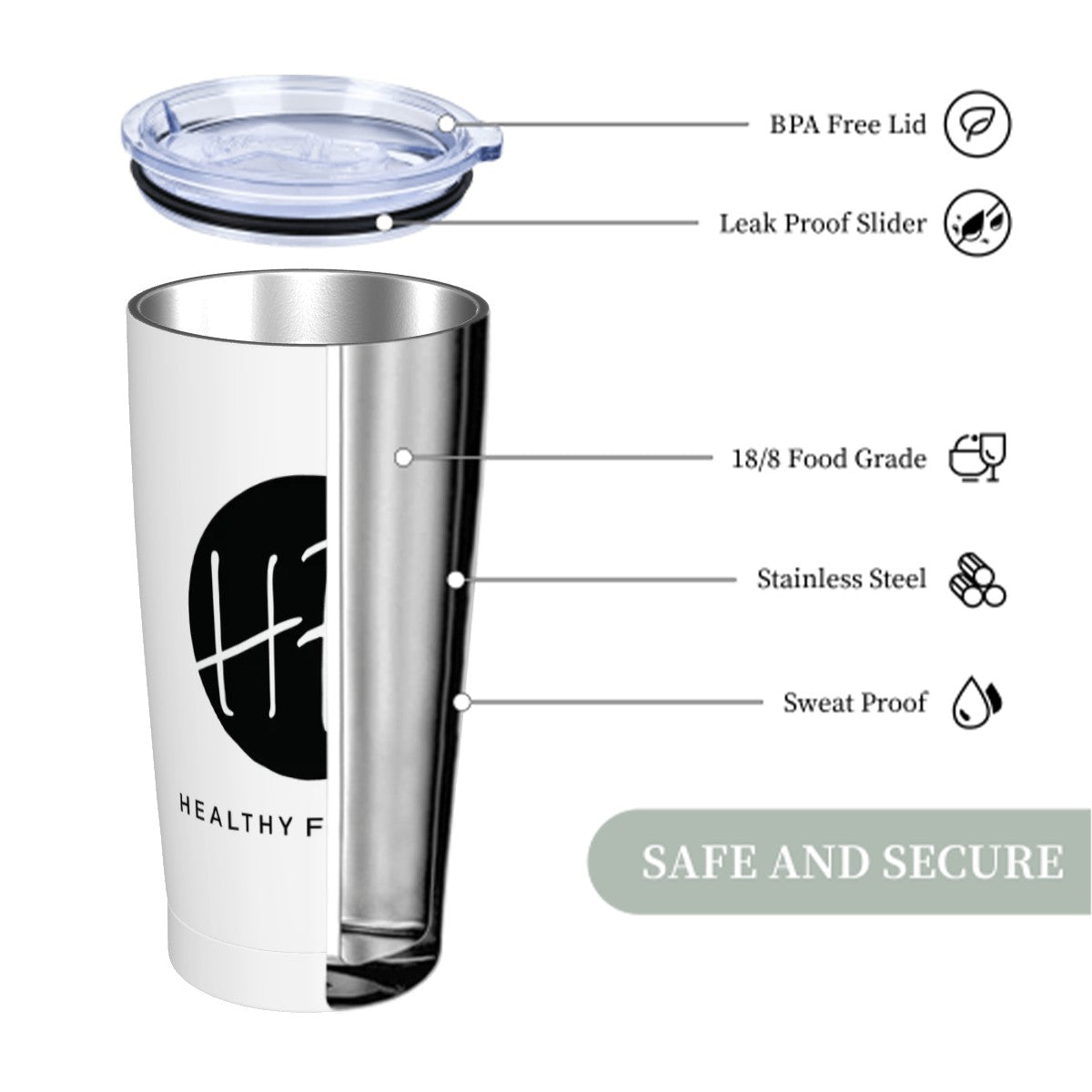 Stainless Steel Insulated Tumbler w/ Lid & Straw (20oz)