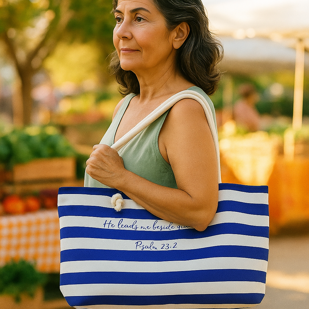 "He leads me beside quiet waters" Utility Tote | Psalm 23:2
