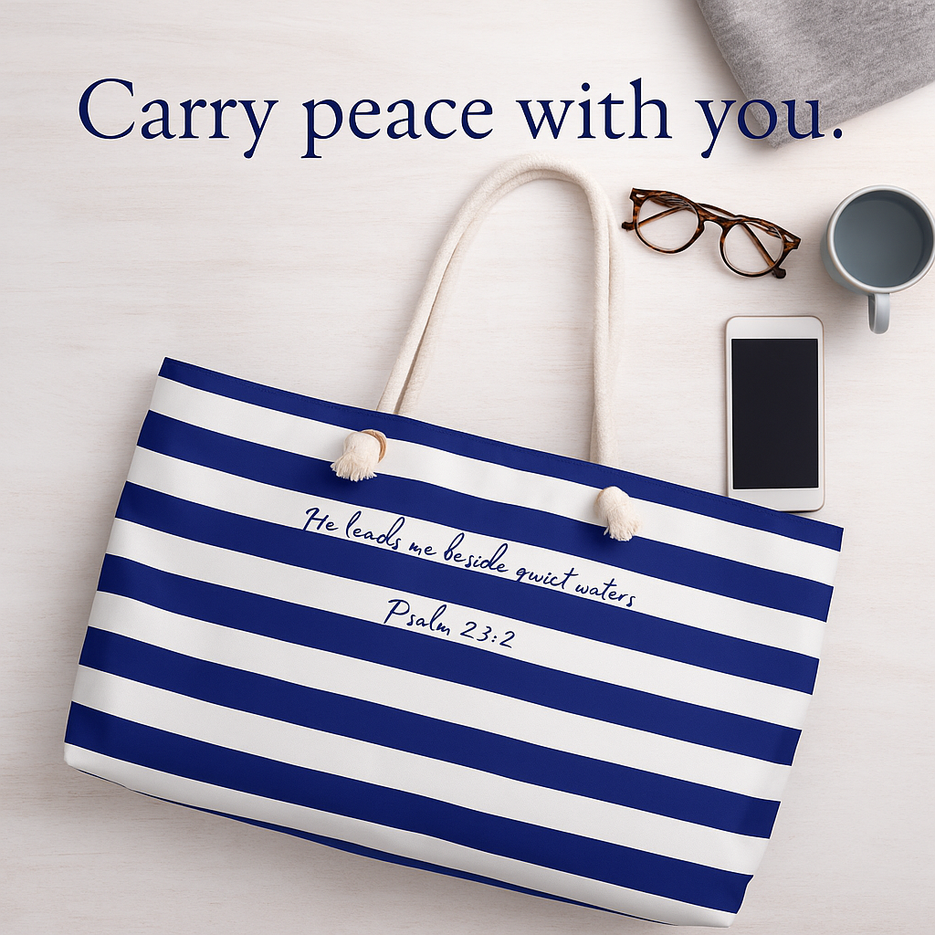 "He leads me beside quiet waters" Utility Tote | Psalm 23:2