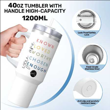Travel Tumbler with Handle and Straw (40oz)
