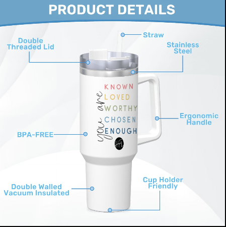 Travel Tumbler with Handle and Straw (40oz)