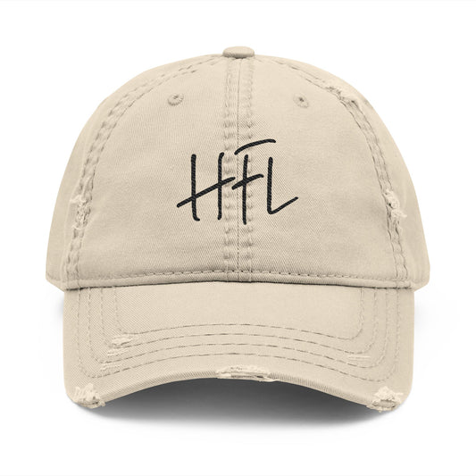 Distressed HFL Embroidered Cap, Cream